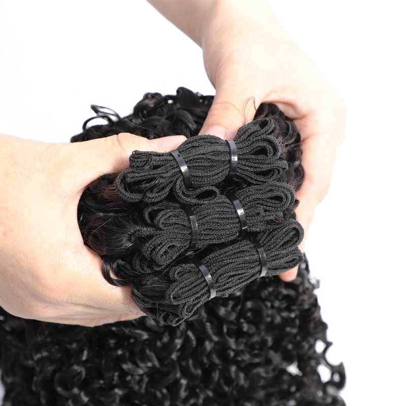 Wholesale silky healthy double drawn pixie curls virgin vietnamese 100% human hair Extension with closure