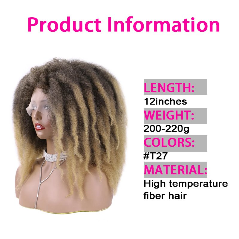 wholesale Afro Kinky Marley braids Hair With Bangs Synthetic Fiber Curly Kinky Twist Hair Wigs For Women lace Adjustable Size