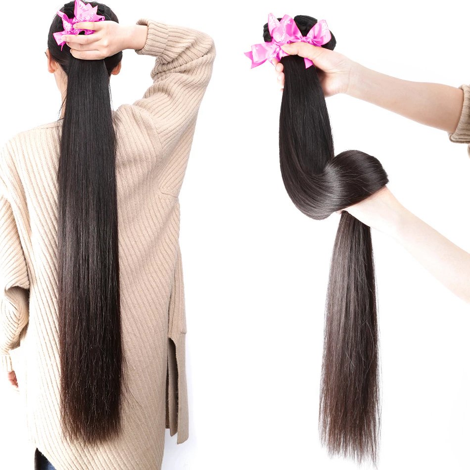 Natural Color Straight Brazilian Human Hair Weave Wholesale 10A Cuticle Aligned 1B Remy Human Hair Extension 3 4 Bundles Vendor
