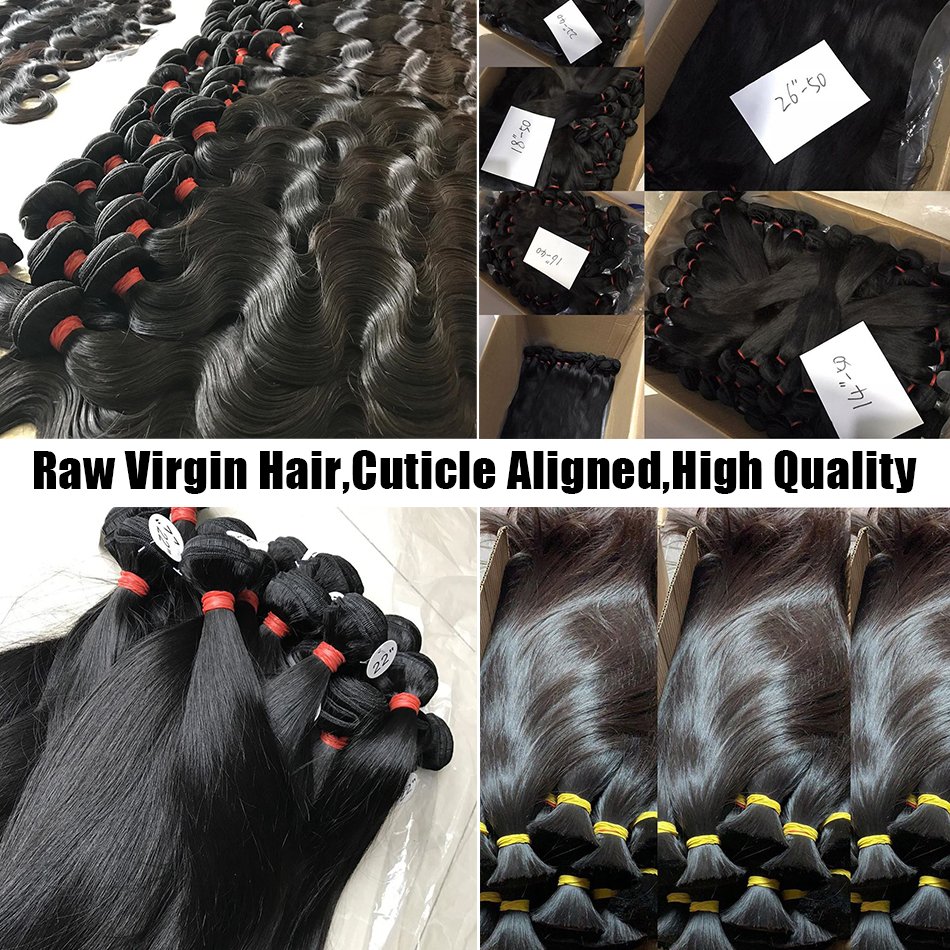Natural Color Straight Brazilian Human Hair Weave Wholesale 10A Cuticle Aligned 1B Remy Human Hair Extension 3 4 Bundles Vendor