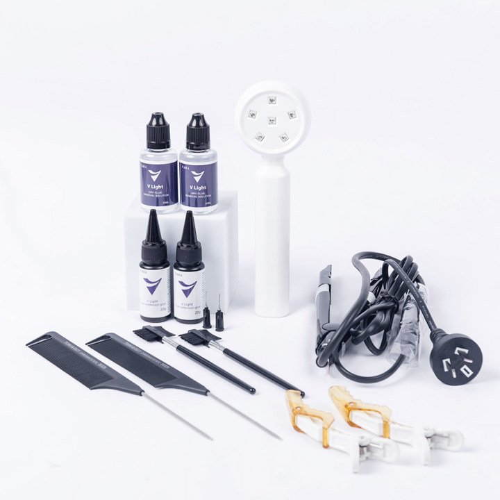 Hot Selling V Light Hair Extension Glue New UV Lamp V Light Hair Extension Kit For Human Extension