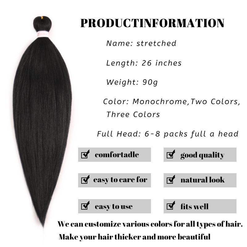Easy Stretch Crochet Braids Wig 90g 26inches Crocheted into Box Braids Hair Extensions Hot Water Bath Bendable Synthetic Materia