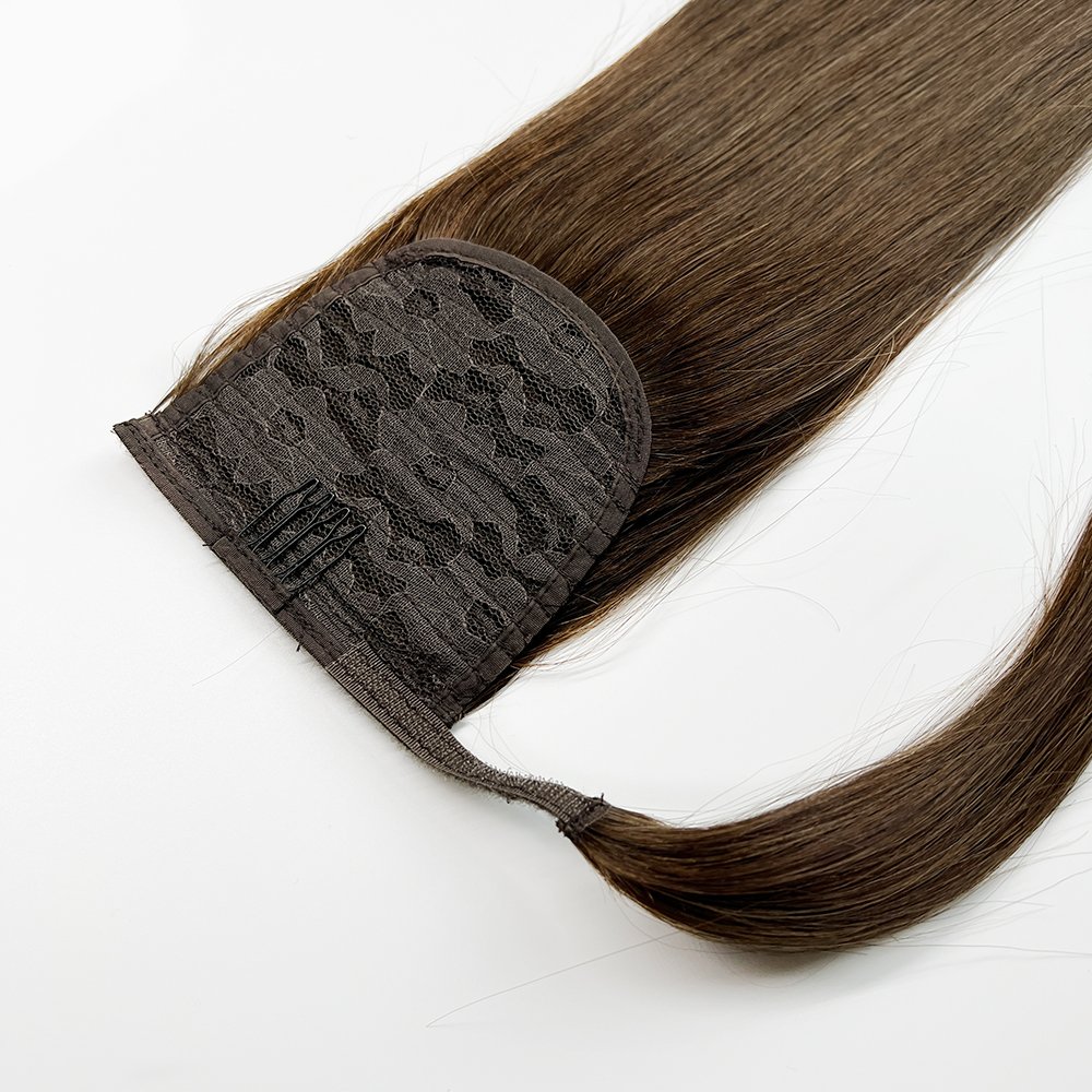 Wholesale Russian 100% Remy Virgin Human Hair Extension Ponytail Real Human Hair Genius Weft New Flat Weft