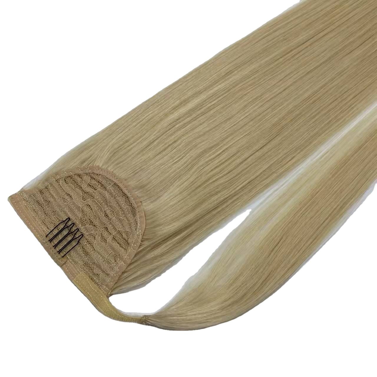 Wholesale Russian 100% Remy Virgin Human Hair Extension Ponytail Real Human Hair Genius Weft New Flat Weft