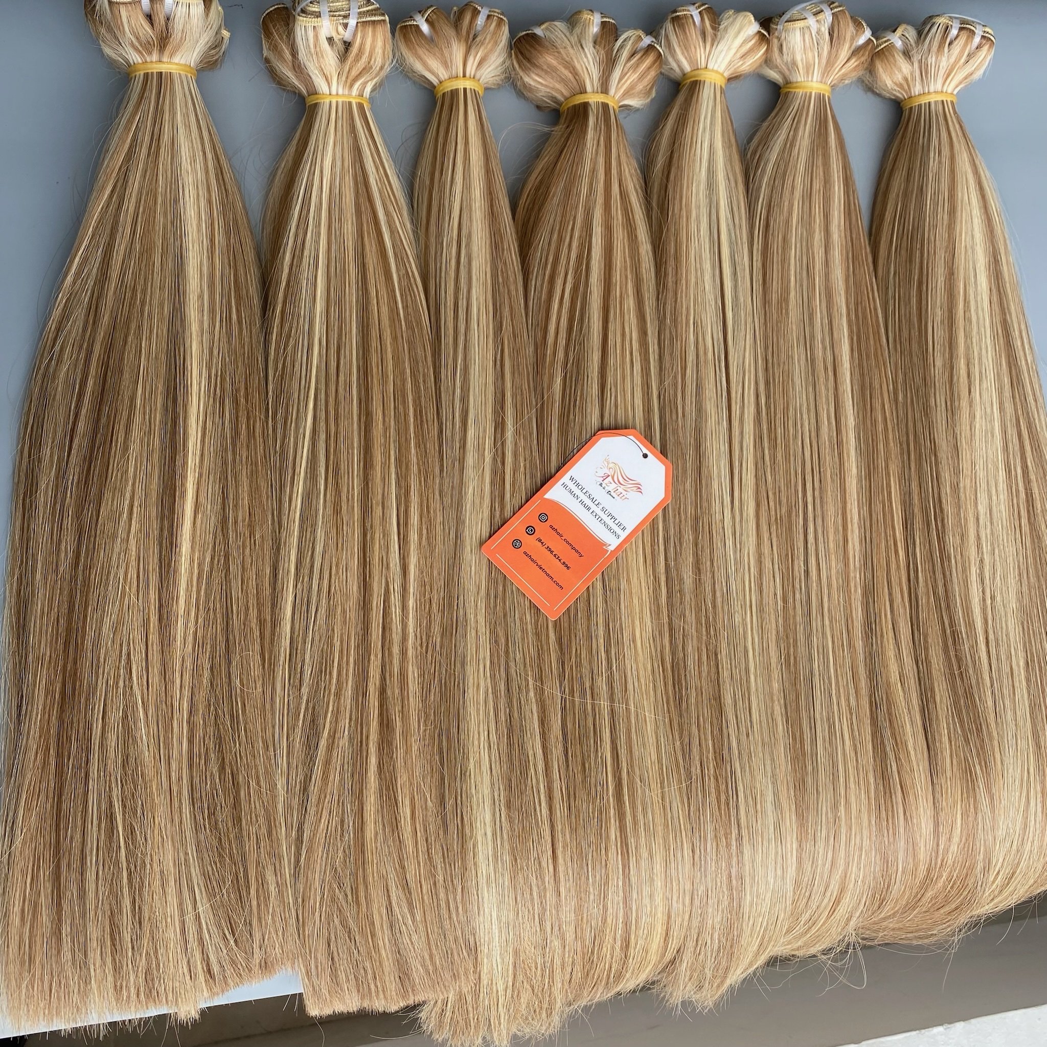 HOT SALE Raw Hair Extensions Highlight Color Seamless Weft 100% Human Hair Super Double Drawn Raw Vietnamese Hair