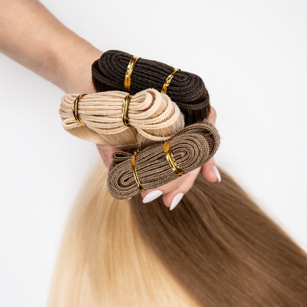 Human Hair Extensions Real Hair Extension Stitching Russian Genius Weft