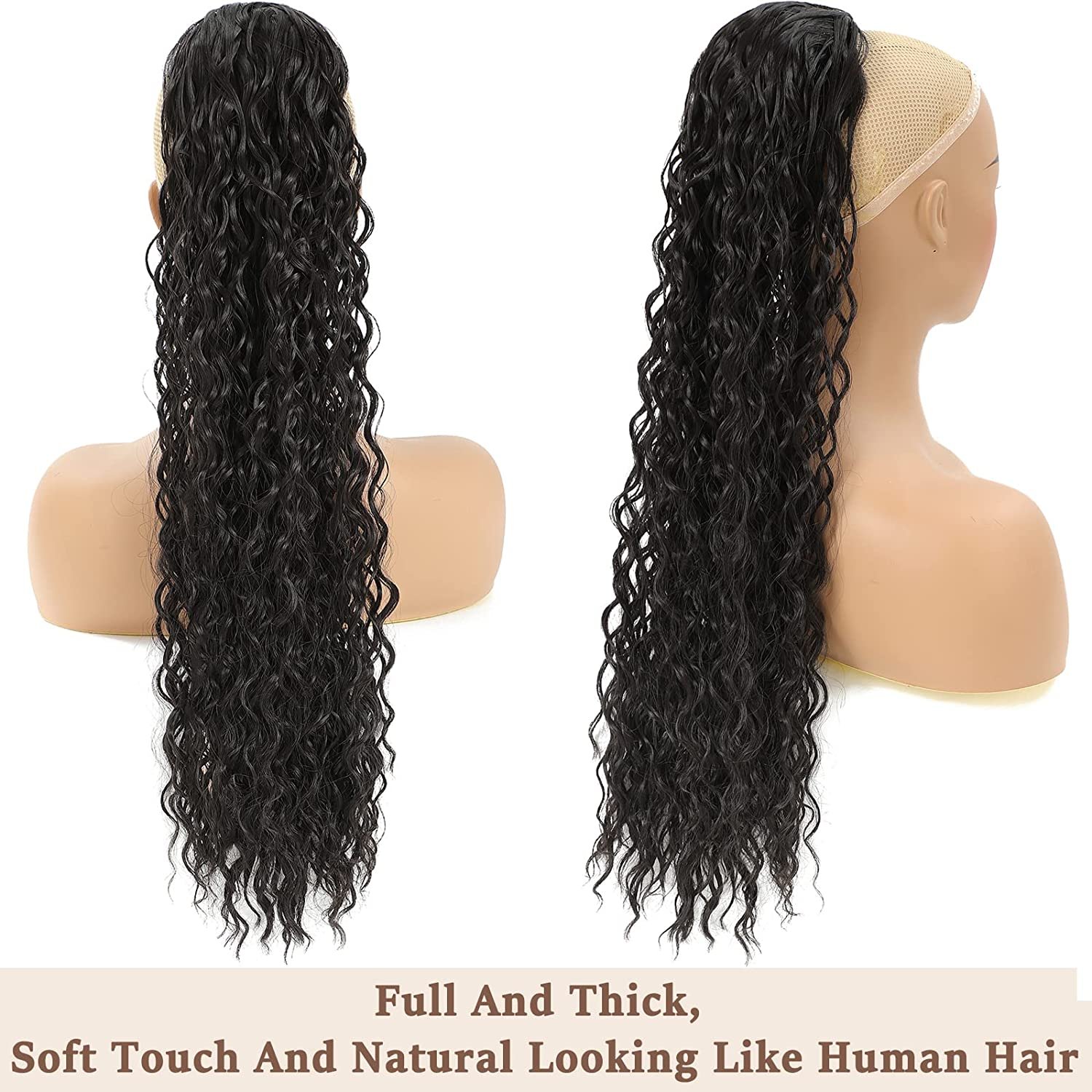 Drawstring Ponytail Long Ponytail for Women Black Deep Wave Hair Extensions Ponytail Curly Pony Tail with Clip in Curly Fedex 1b