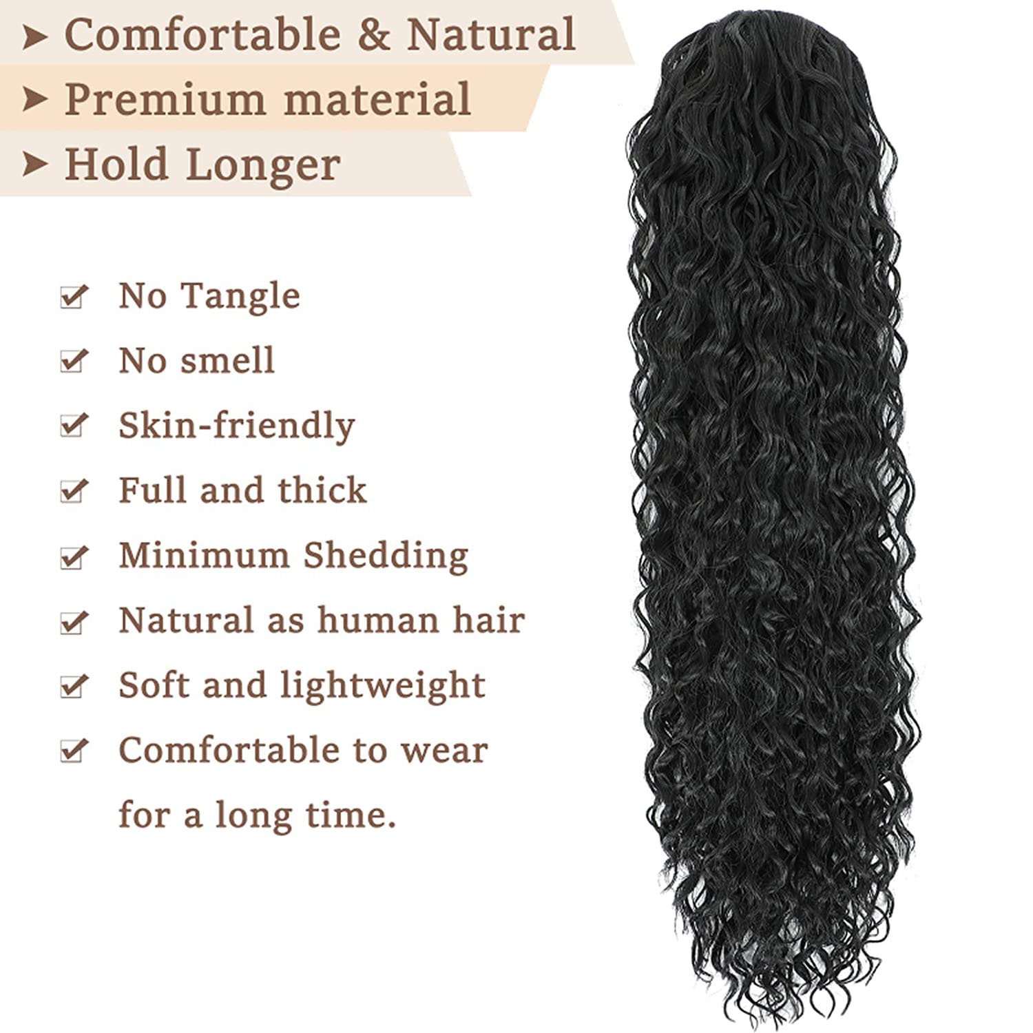 Drawstring Ponytail Long Ponytail for Women Black Deep Wave Hair Extensions Ponytail Curly Pony Tail with Clip in Curly Fedex 1b