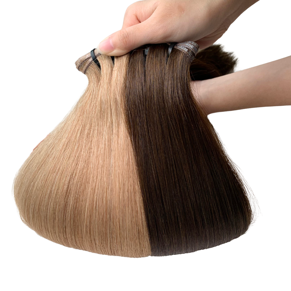 Many Colors Humano Raw Vietnamese Virgin Hair High Quality Genius Weft Human Hair Extensions Non Chemical Thick End