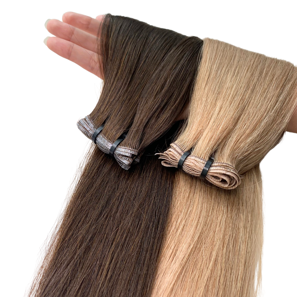 Many Colors Humano Raw Vietnamese Virgin Hair High Quality Genius Weft Human Hair Extensions Non Chemical Thick End