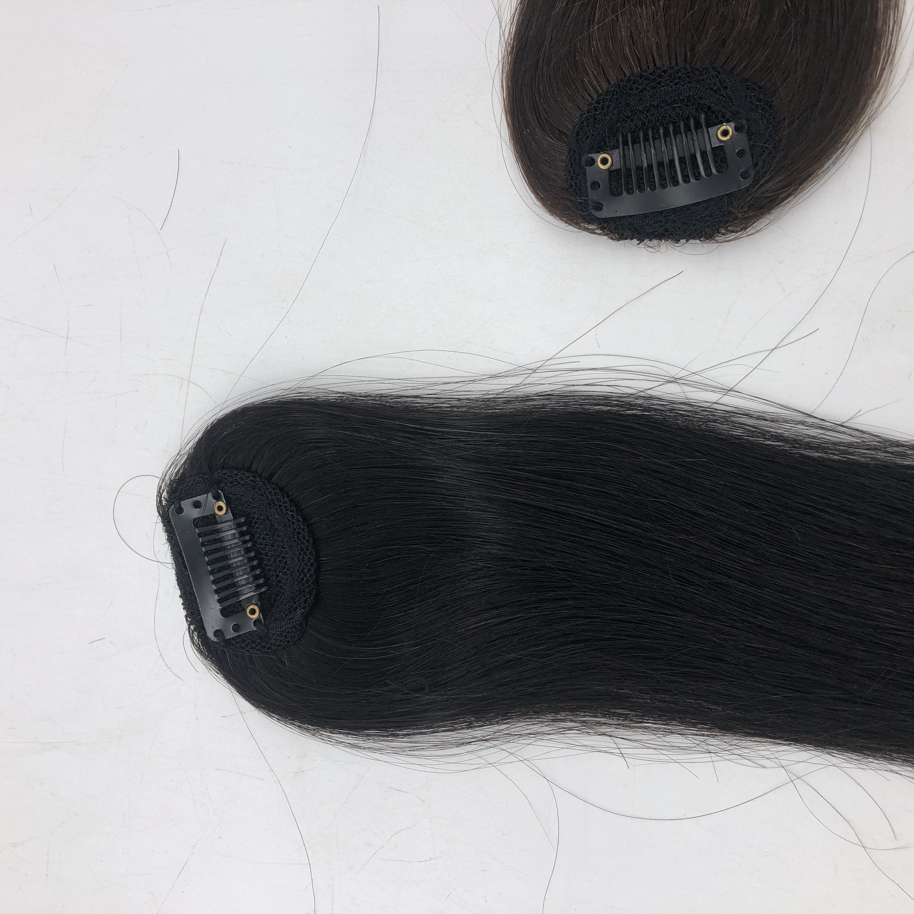 Custom 1-clip Hair Patch Machine Weft Hand Tied Edge Clip in Bangs Human Hair