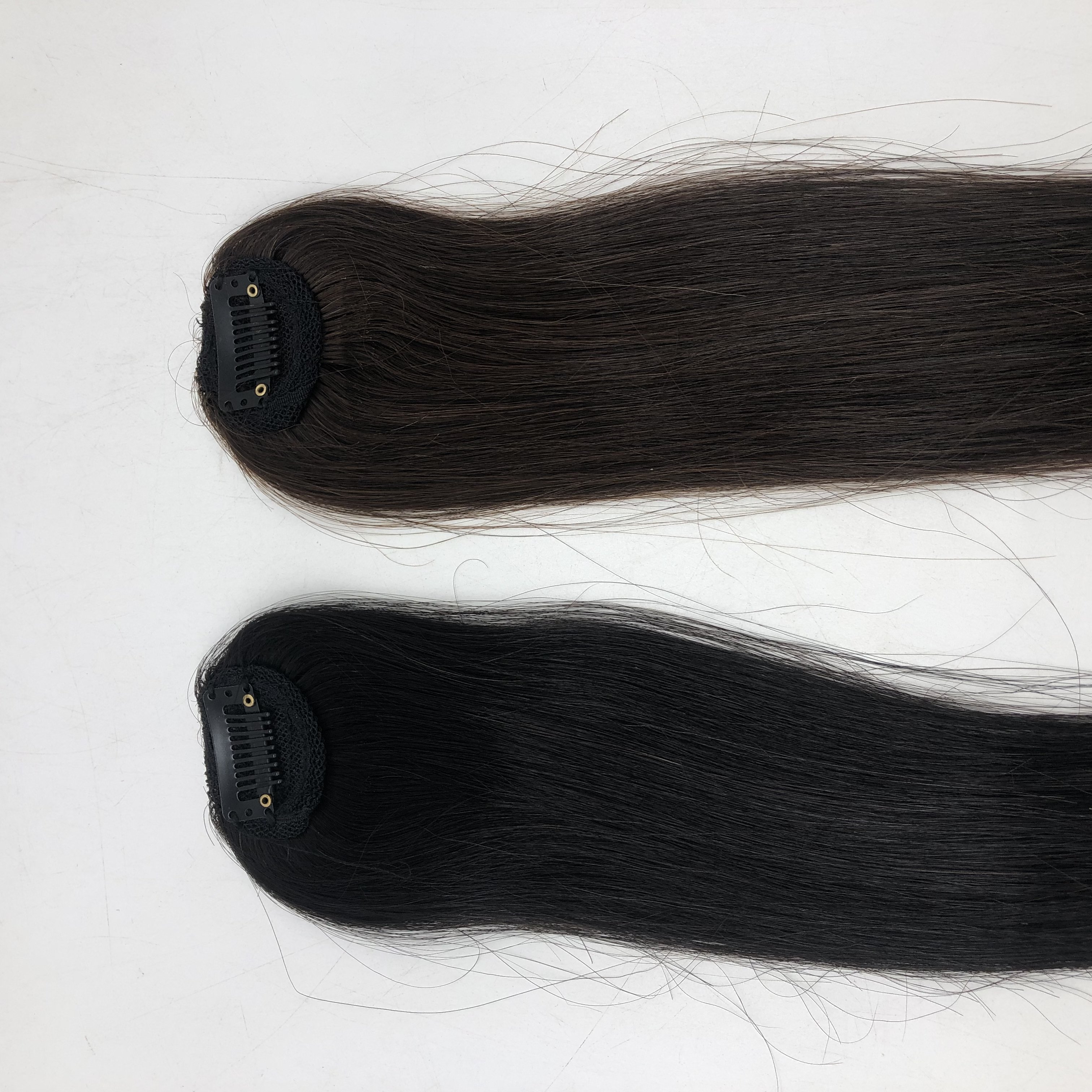 Custom 1-clip Hair Patch Machine Weft Hand Tied Edge Clip in Bangs Human Hair
