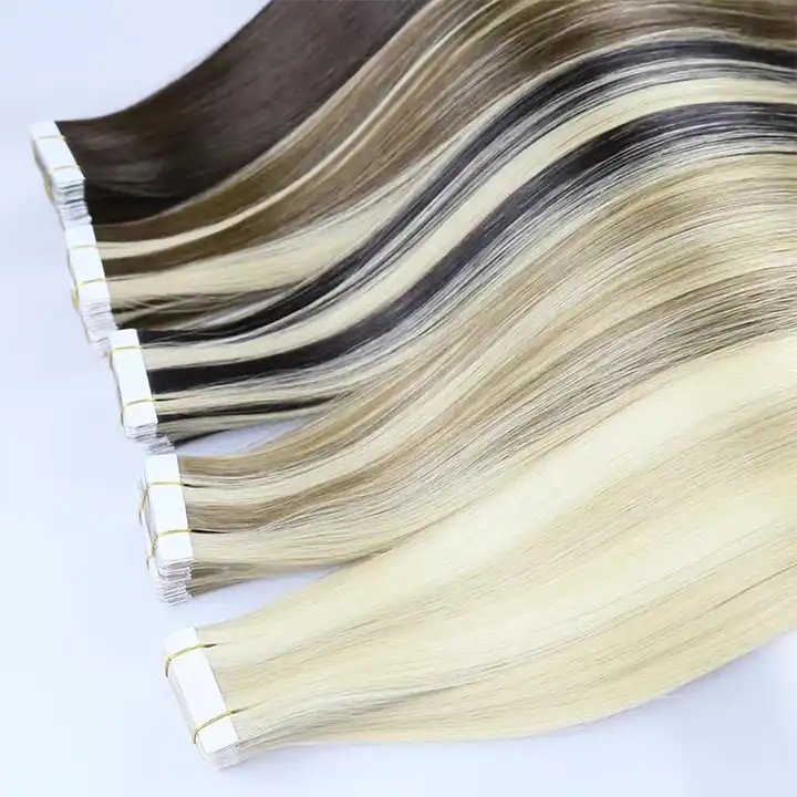 Raw Vietnamese Tape Cuticle Aligned Virgin Remy Tape-in Hair Extensions in Extensions Factory Wholesale Natural Russian Hair 12A