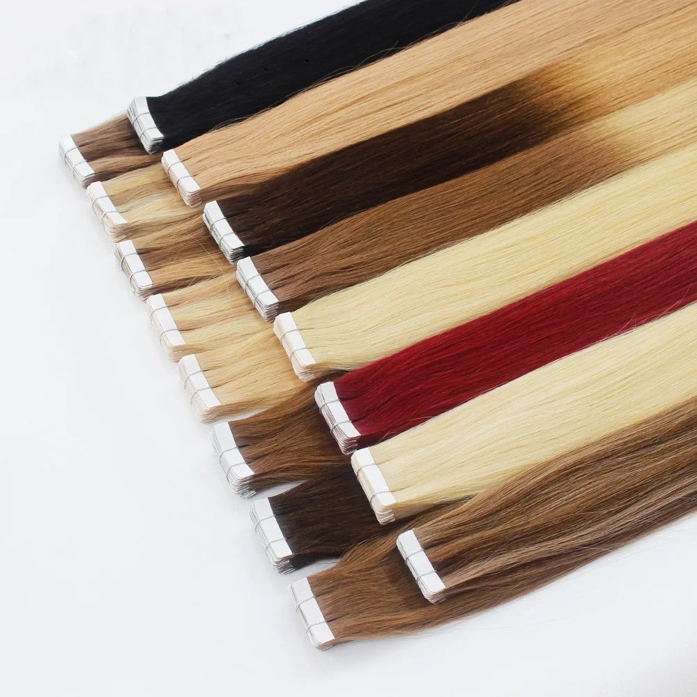 Raw Vietnamese Tape Cuticle Aligned Virgin Remy Tape-in Hair Extensions in Extensions Factory Wholesale Natural Russian Hair 12A