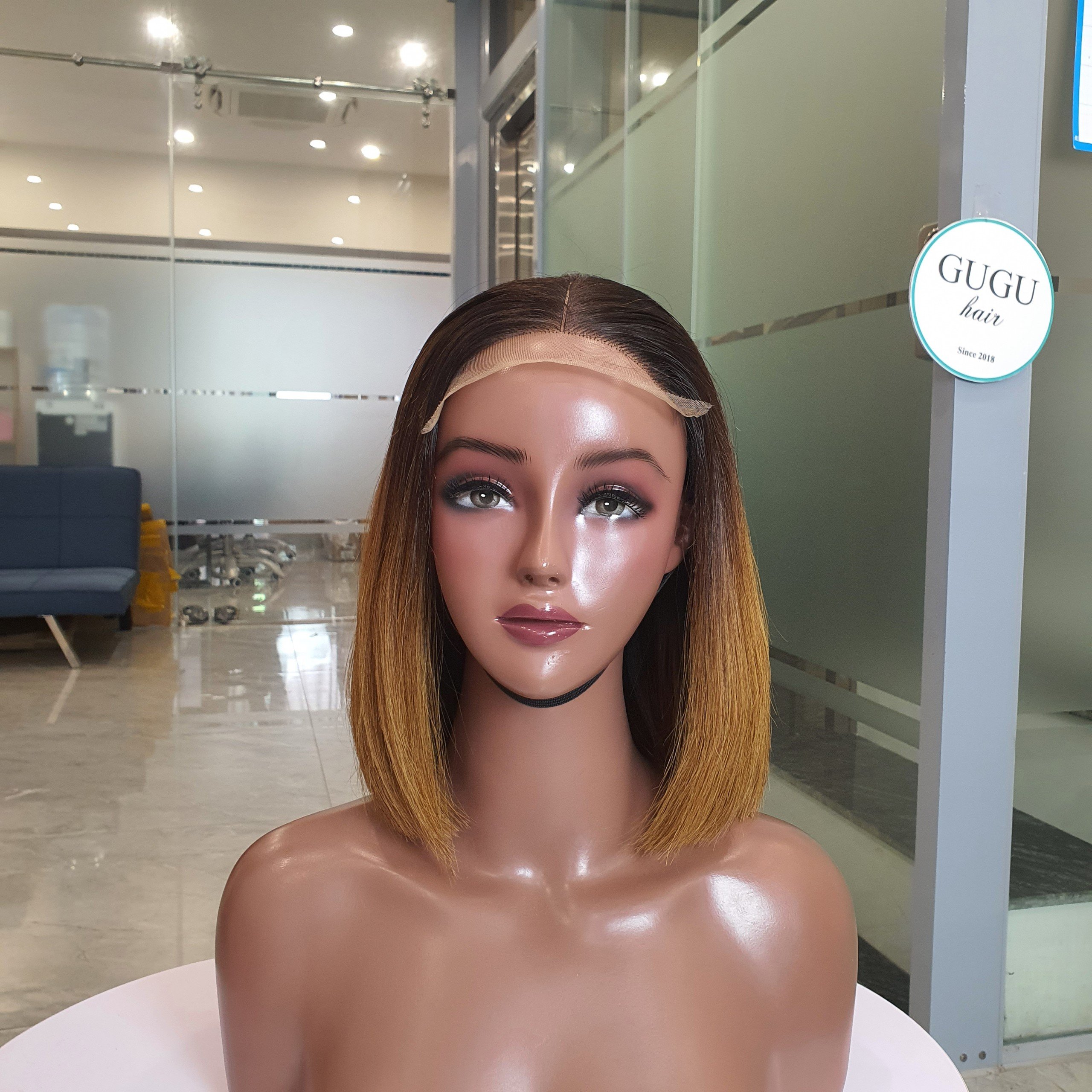 glueless full hd lace wigs highlighted brown natural color 12 inches super double wig for black woman Vietnamese hair