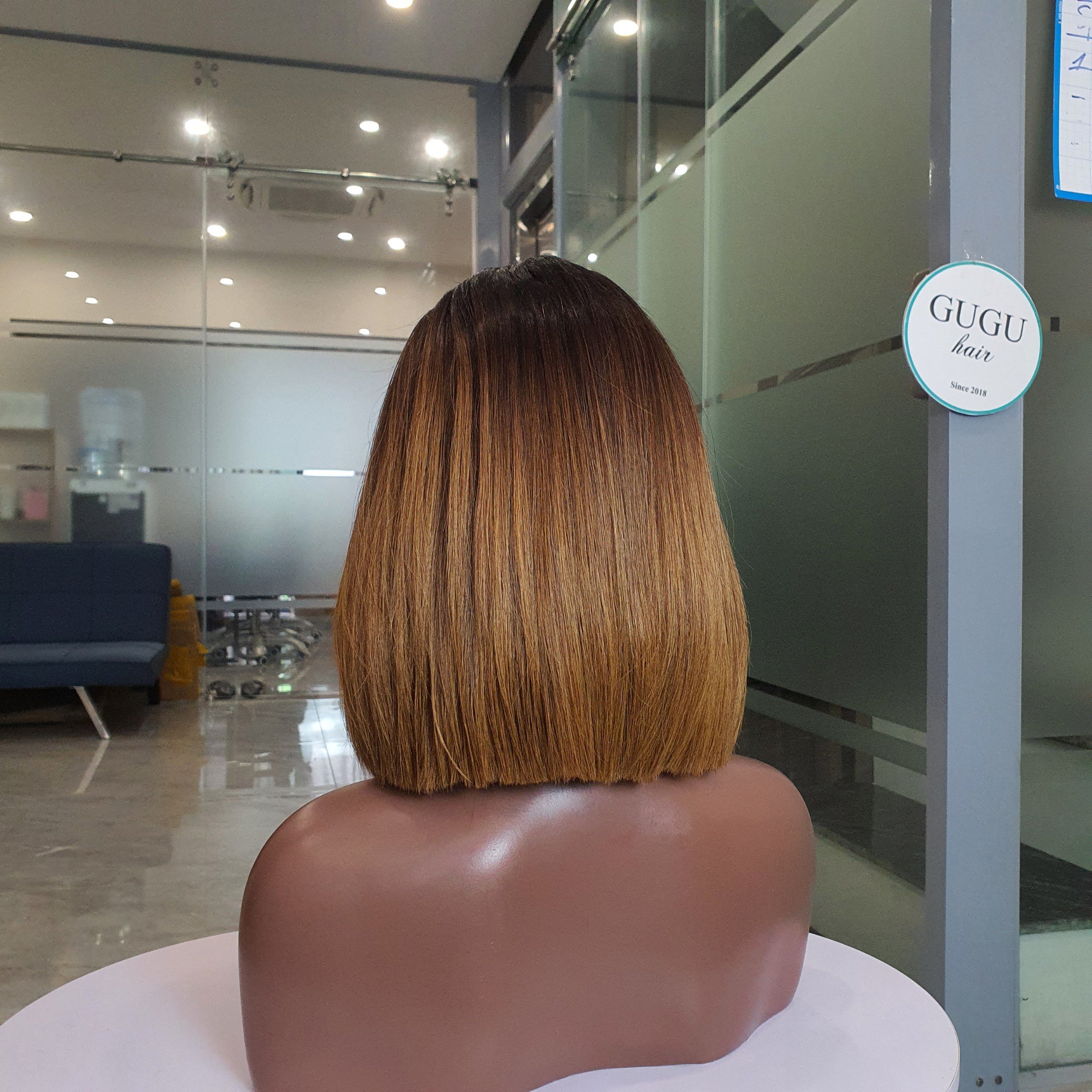 glueless full hd lace wigs highlighted brown natural color 12 inches super double wig for black woman Vietnamese hair