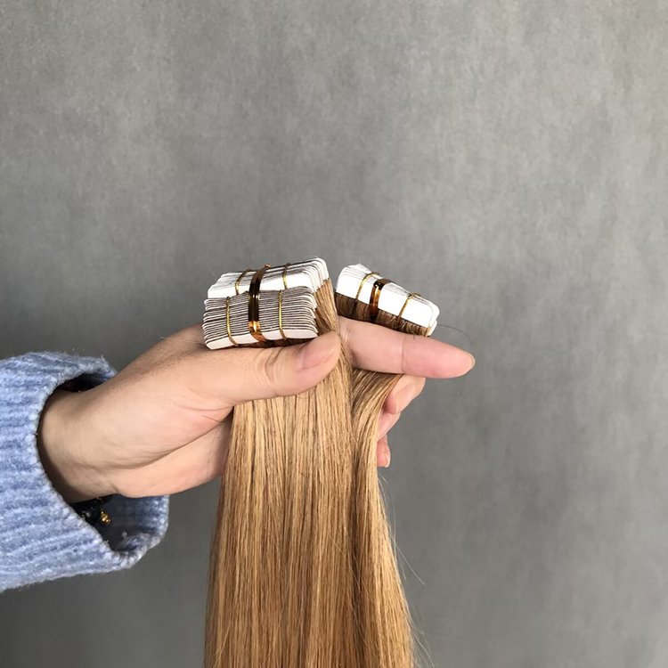 Wholesale high quality Double Drawn Cuticle Aligned Keratin 100% raw virgin human hair tape in Hair Extensions custom