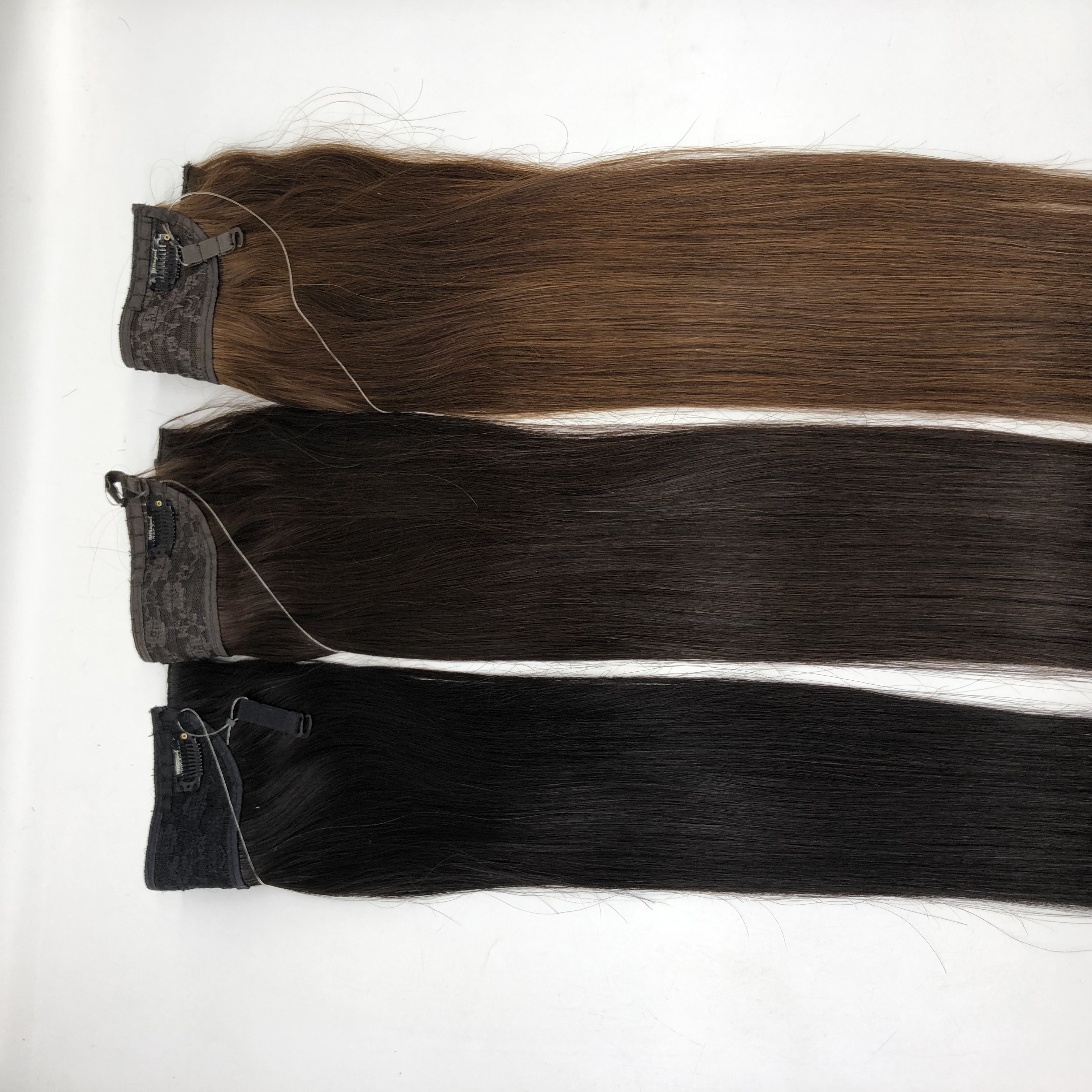 AU Best Selling Raw Indian Human Remy Hair Extension Remy Halo clip in extension with drawstring for women