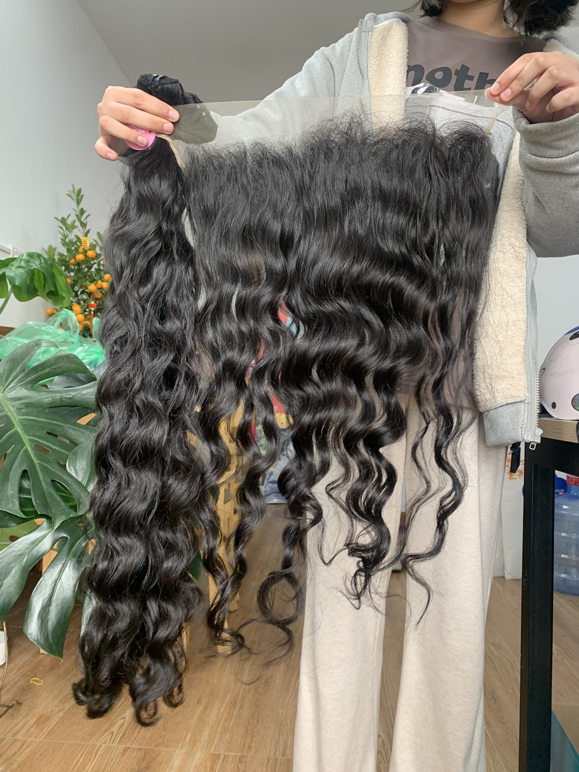 Natural Wave Human Hair Extensions , Vietnamese hair Double Drawn Good Price, Raw Virgin Human Hair Unprocessed Bundles