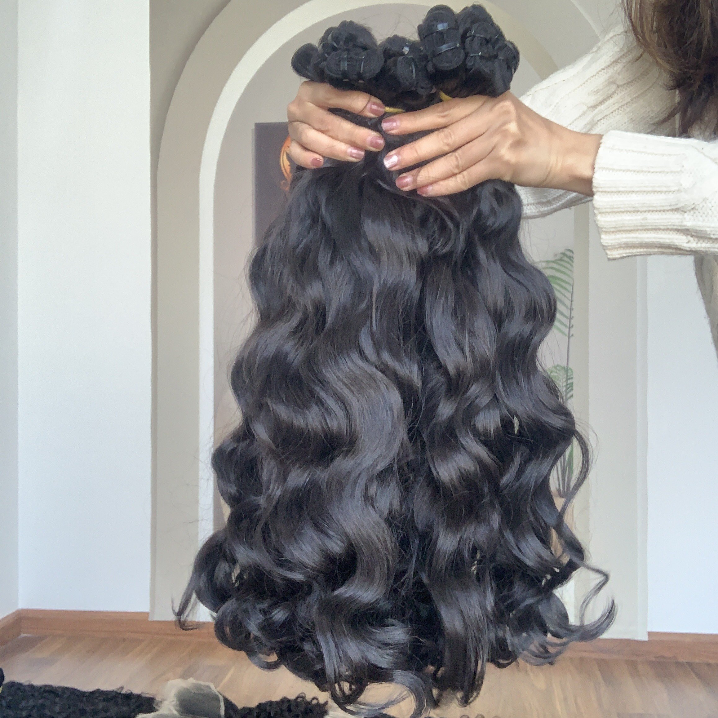 Natural Wave Human Hair Extensions , Vietnamese hair Double Drawn Good Price, Raw Virgin Human Hair Unprocessed Bundles