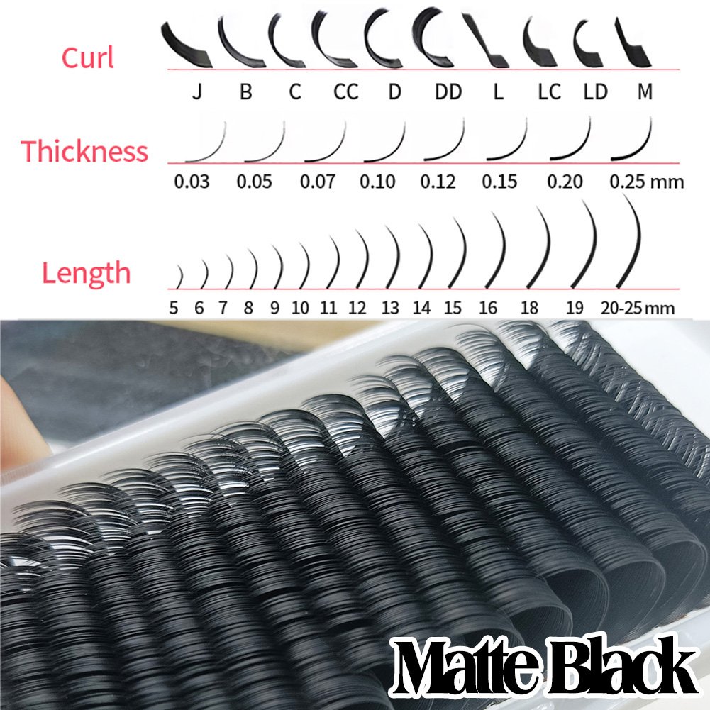 Human Hair Eyelash Extension Mink Velvet Matte Black Cashmere Lash Extension Trays Supply