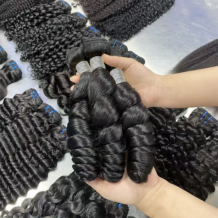 100% Raw Unprocessed Virgin Cuticle Aligned Human Hair Extensions,Peruvian Bulk Hair Loose Wave Bundles With Lace Closure