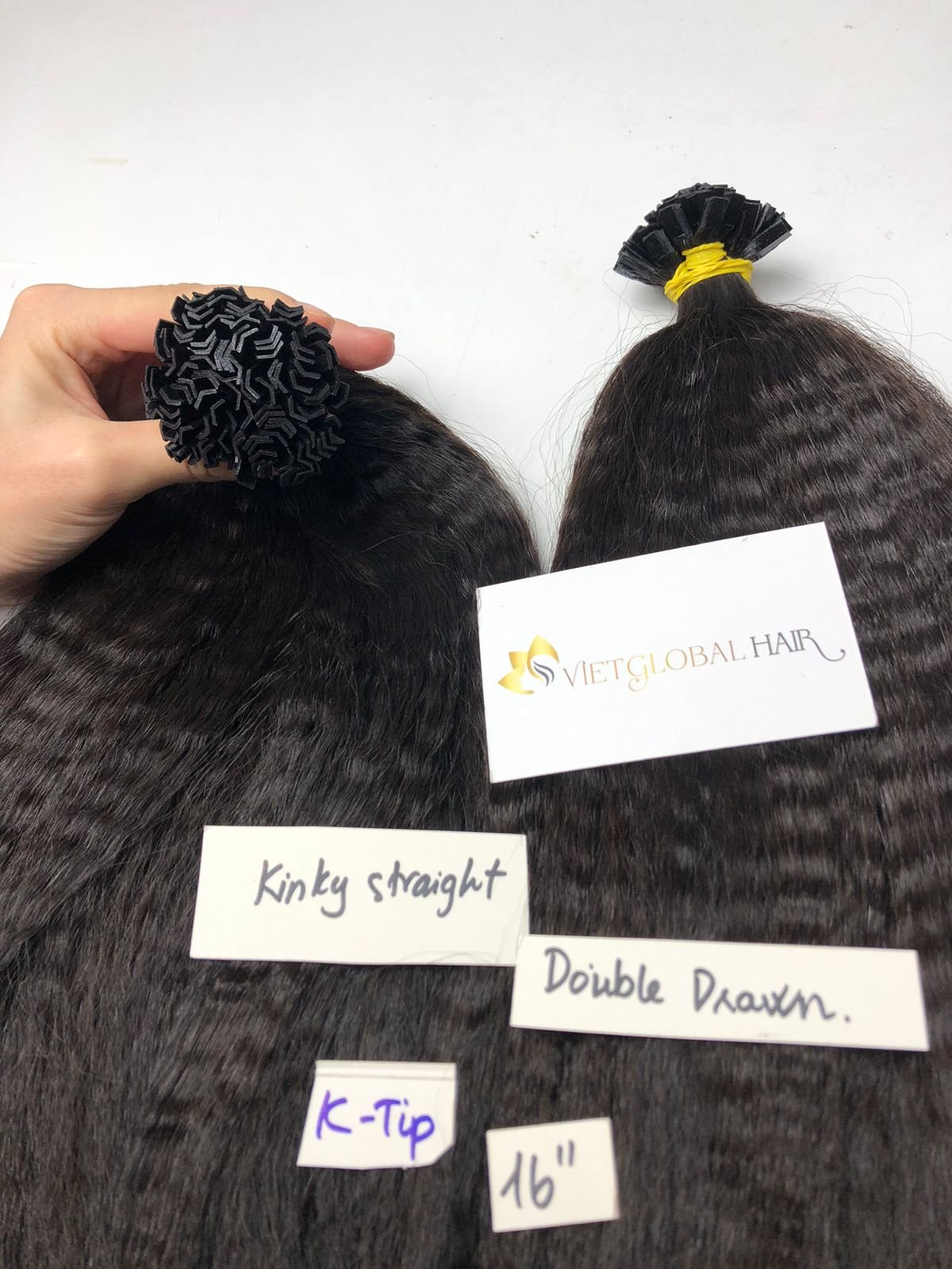 K Tip Kinky Straight Hair 100% Raw Vietnamese Human Hair Extensions Wholesale Natural Color For Black Woman
