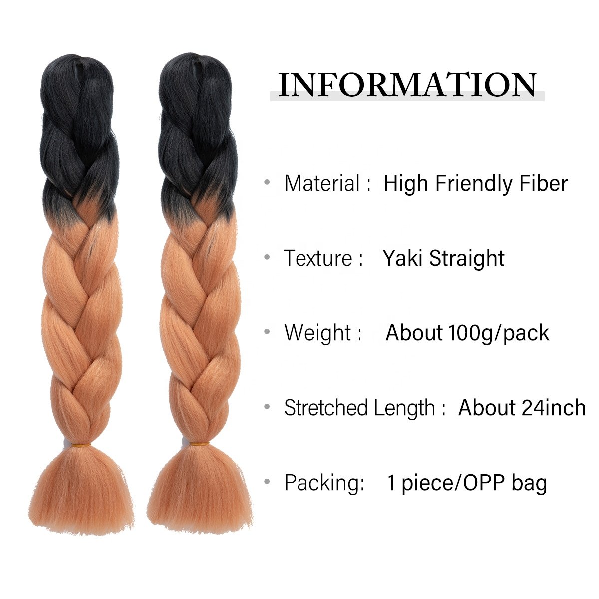 24in 100G Pre Stretched Afro Twist Jumbo Ombre Braiding Hair Extensions Ponytail Wig Braid Crotchet Braids for African Hair
