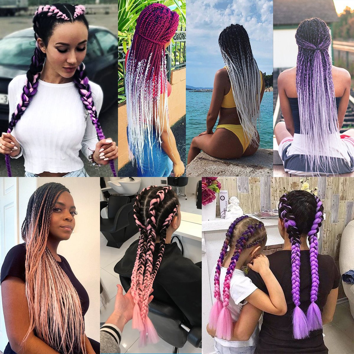 24in 100G Pre Stretched Afro Twist Jumbo Ombre Braiding Hair Extensions Ponytail Wig Braid Crotchet Braids for African Hair