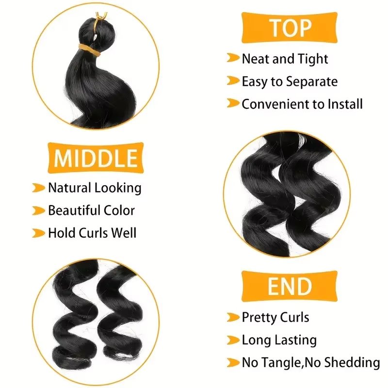 150g High-Temperature Synthetic Hair Loose Wave French Curl Wig Spiral Crochet Wig Wavy Style Chemical Fiber Braiding Hair