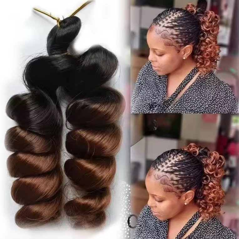 150g High-Temperature Synthetic Hair Loose Wave French Curl Wig Spiral Crochet Wig Wavy Style Chemical Fiber Braiding Hair