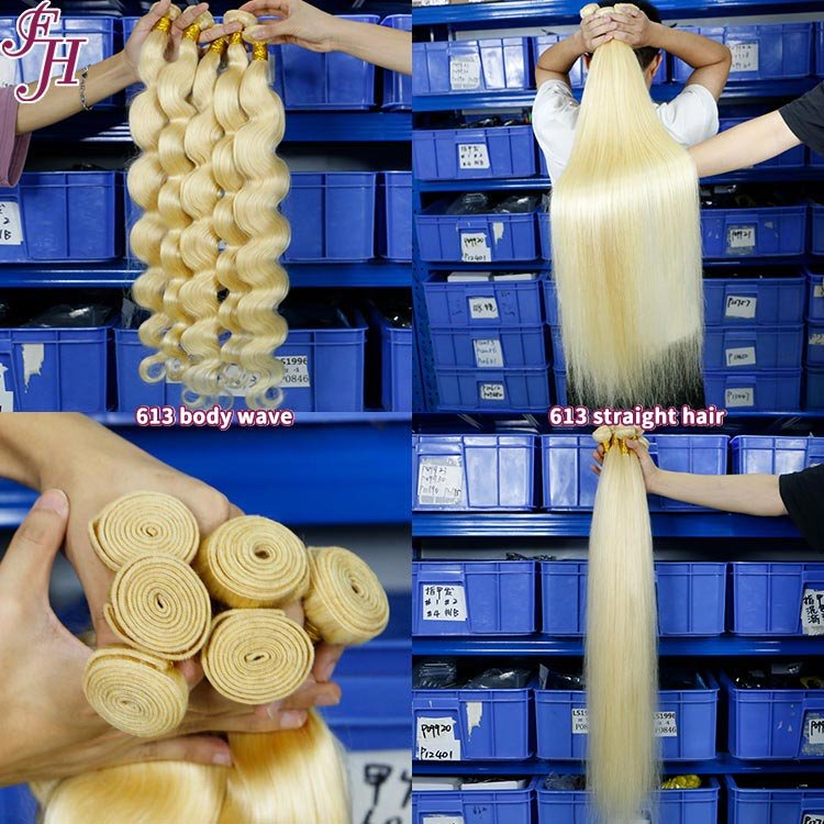 FH 613 cuticle aligned hair raw indian weave bundles 613 blonde human hair extension virgin vietnamese hair bundles vendors