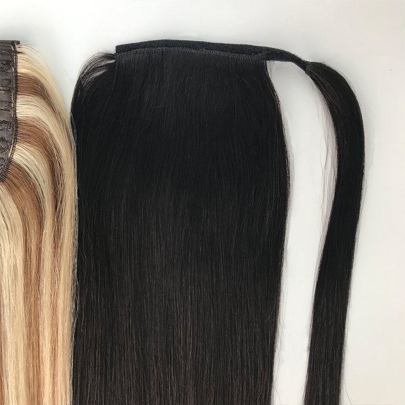 Wholesale 100% Human Hair Pony tails Hair Extensions Double Drawn Natural Wrap Around Drawstring Ponytail Hair