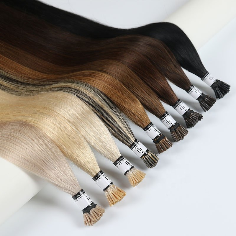 wholesale i-tip hair extensions raw virgin 100% remy russian double drawn 1b itip hair extensions i tip human hair extensions