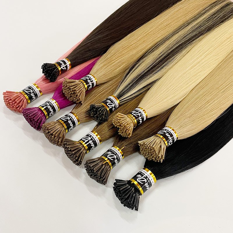 wholesale i-tip hair extensions raw virgin 100% remy russian double drawn 1b itip hair extensions i tip human hair extensions