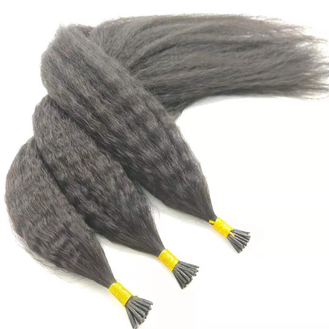Wholesale 4A 4B 4C Kinky curly itip human Hair Extension Micro link I Tip curly Hair Extensions For Black Women