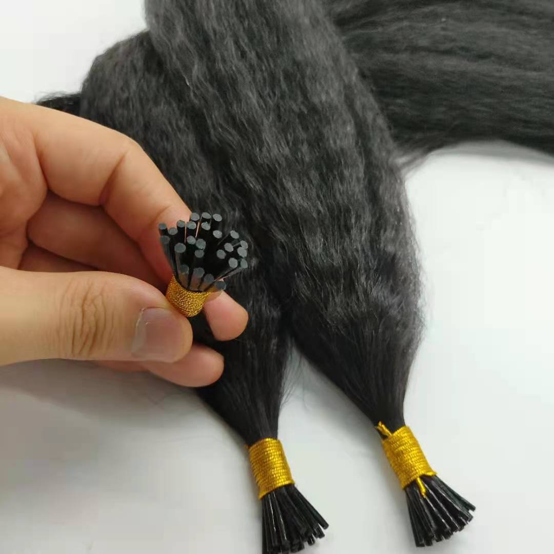 Wholesale 4A 4B 4C Kinky curly itip human Hair Extension Micro link I Tip curly Hair Extensions For Black Women