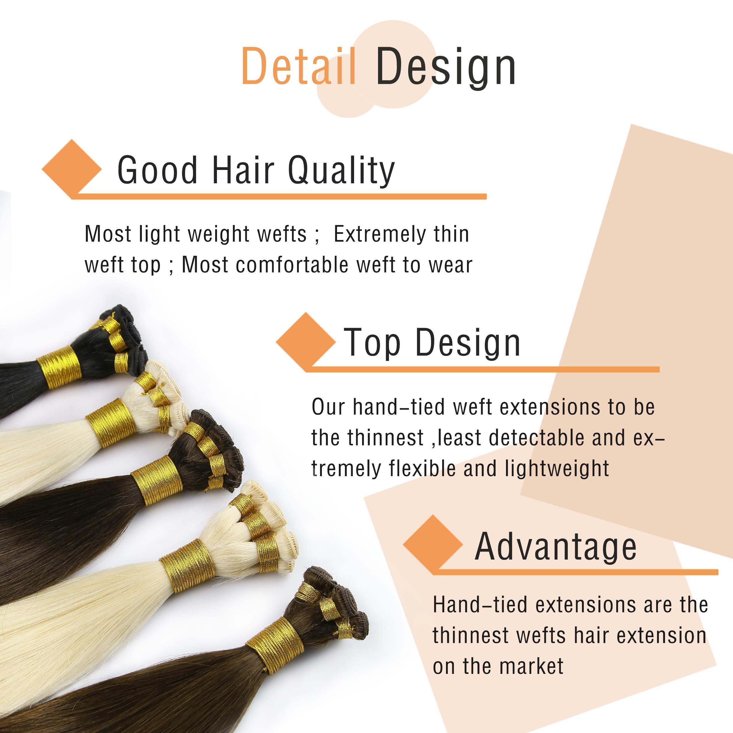 Fasimei 100% Virgin Cuticle Aligned Human Hair Extensions Wholesale Weft Light Color Seamless Double Drawn Hand Tied Weft