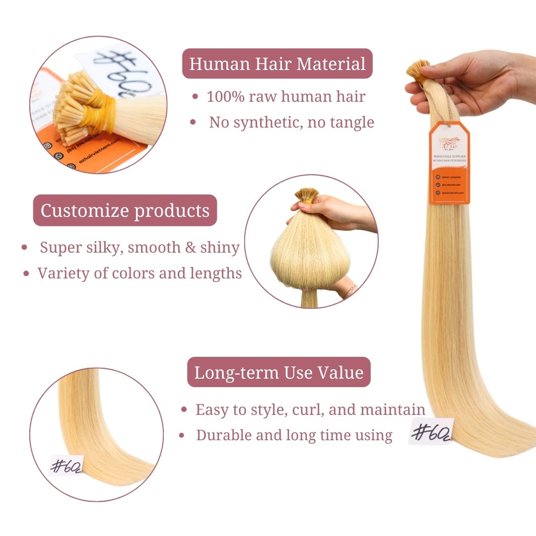 Top Quality 100% Human Keratin Hair Fast Shipping Customize Color SSD Virgin I Tip Hair Extensions
