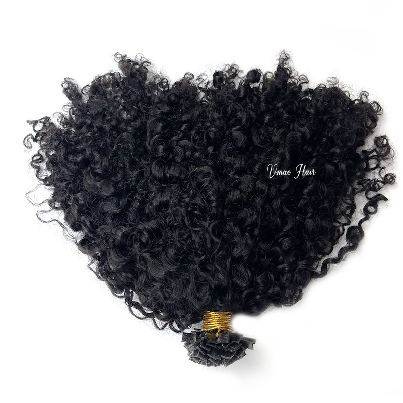 Vmae Mongolian Full Cuticle Aligned Raw Virgin Human Keratin K Tip Hair Extensions Double Drawn Afro Kinky Curly 100g 4A 4B 4C