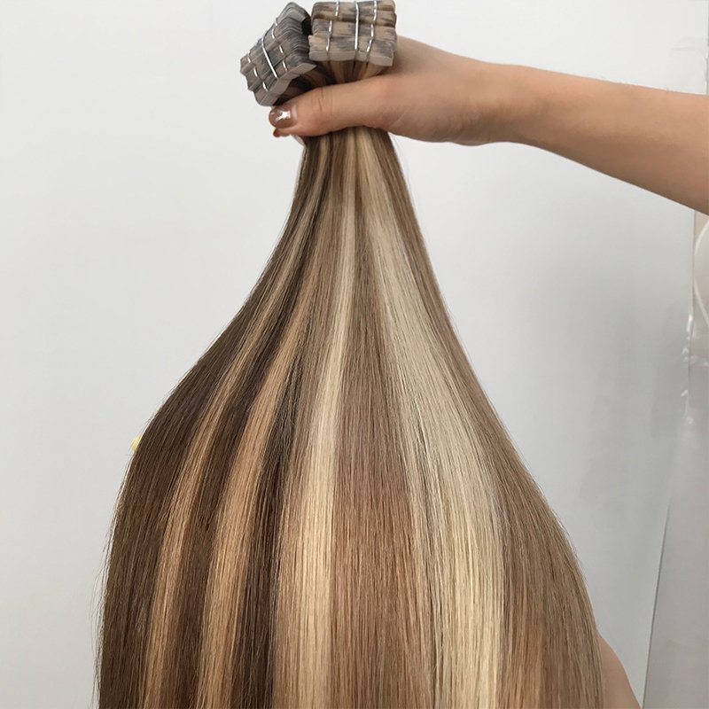 Double Drawn Thick End Tape In Extensions Long Hair Extension Human Hair Raw Brazilian Regular Tape Extensions Curly Hair