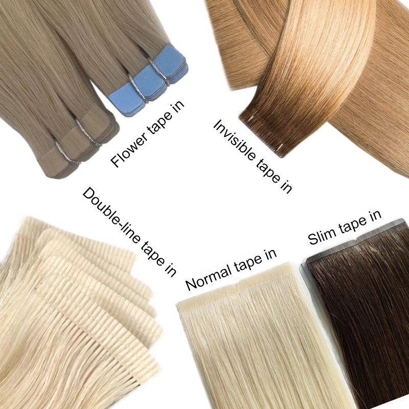 Double Drawn Thick End Tape In Extensions Long Hair Extension Human Hair Raw Brazilian Regular Tape Extensions Curly Hair