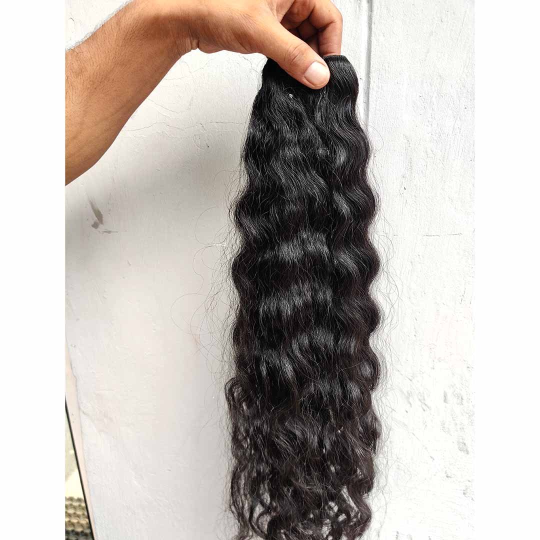 TEMPLE HAIR RAW UNPROCESSED CURLY WEFT BUNDLES CUTICLE ALIGNED INDIAN WAVY HAIR 100% NATURAL AND UNPROCESSED