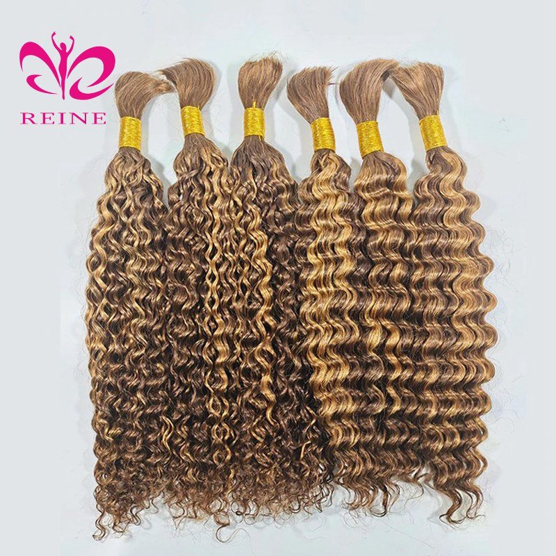 Bulk Human Hair Deep Wave For Boho Braiding Deep Curly No Weft Brazilian Remy Hair Extensions 100 Grams Can Customized Color