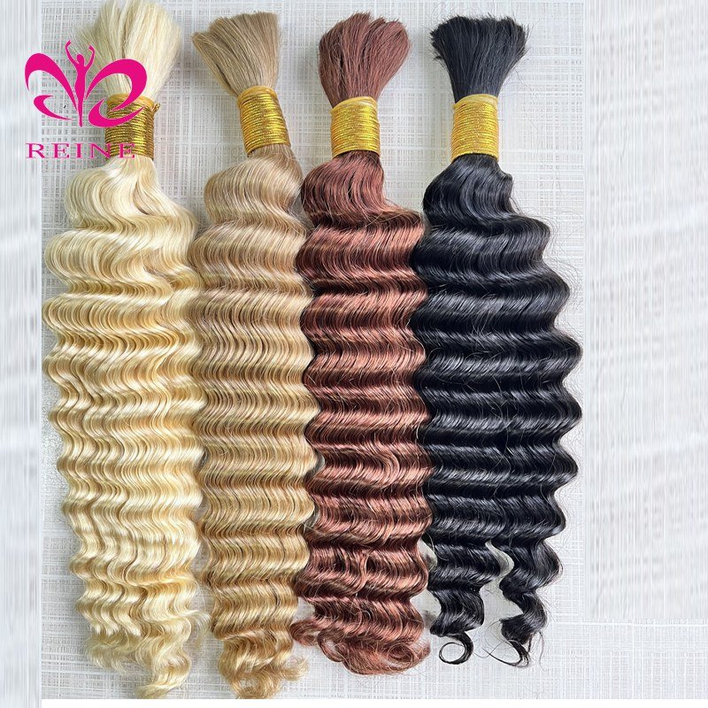 Bulk Human Hair Deep Wave For Boho Braiding Deep Curly No Weft Brazilian Remy Hair Extensions 100 Grams Can Customized Color