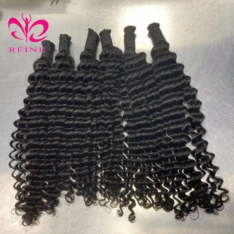 Bulk Human Hair Deep Wave For Boho Braiding Deep Curly No Weft Brazilian Remy Hair Extensions 100 Grams Can Customized Color