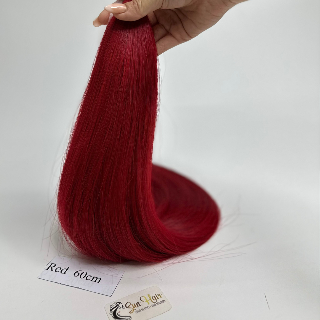Sun Hair Wholesale Trendy Fashion Red Colour Double Drawn Nano Ring Keratin Tip 100% Vietnamese Human Hair Extensions