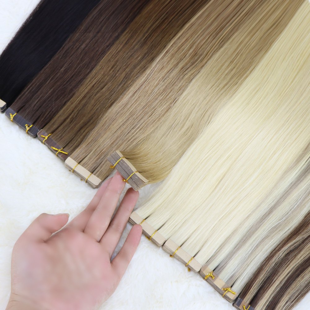 Invisible Tape in Hair Human Extension Natural Remy Tape in European 18 to 22 Seamless Skin Weft Real Human Hair Extension