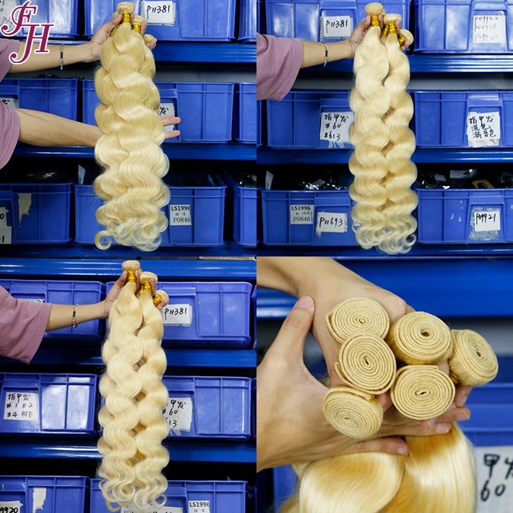 FH 613 Blonde 40inch Remy Brazilian Human Hair Extension Straight 613 Virgin Raw Human Hair Weave Bundle