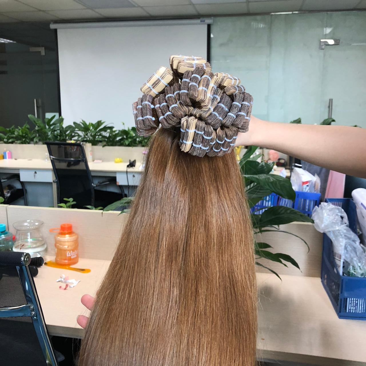 Tape Human Hair Extensions Tape In Brown color Hair Top Quality Double Drawn Remy Tape